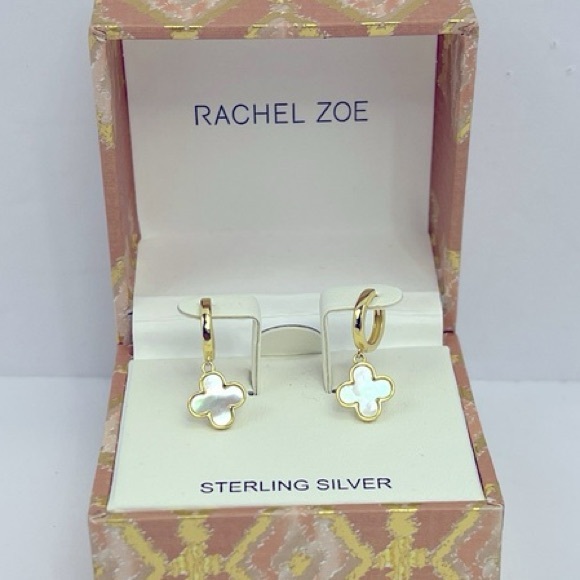 Rachel Zoe | Sterling Silver Clover Earrings NEW in box - Picture 2 of 7